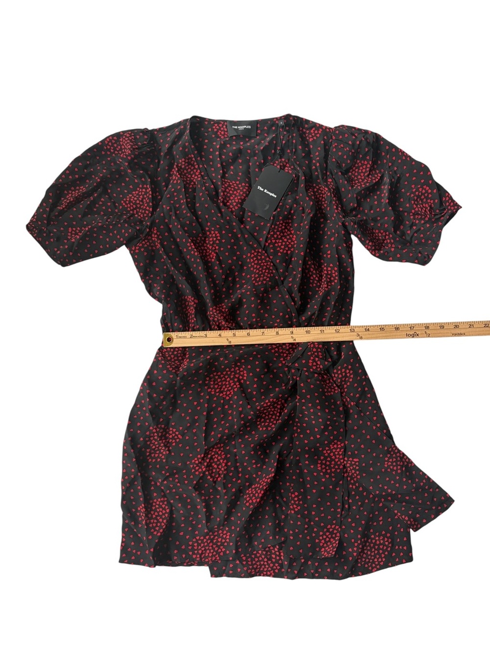The Kooples Silk Blend Red Heart Print Wrap Mini Dress 6 NWT - Picture 12 of 12